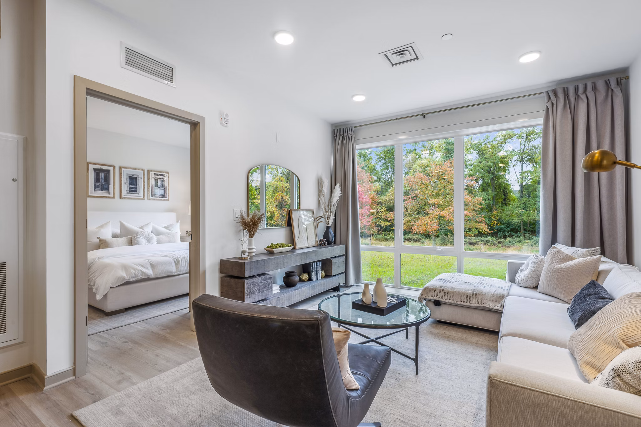 Modern living room with stylish decor in Enclave at Raritan Apartments, luxurious Greystar housing choice