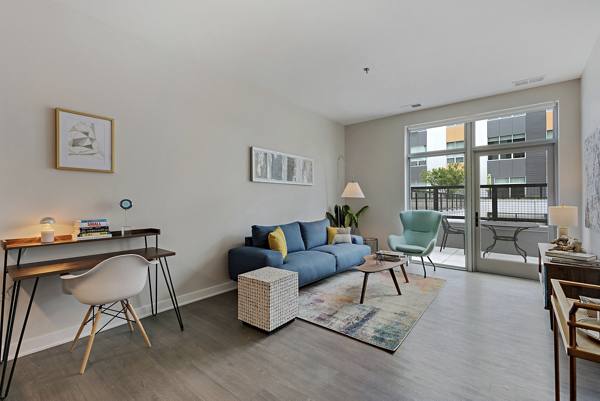 living room at MODE Logan Square Apartments