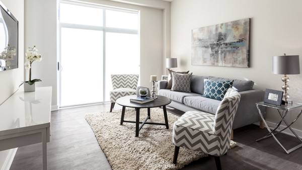 living room at MODE Logan Square Apartments