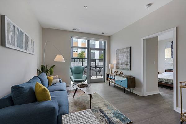 living room at MODE Logan Square Apartments