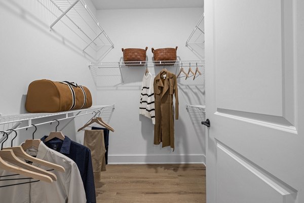 closet at The Lindley at Grove 98 Apartments