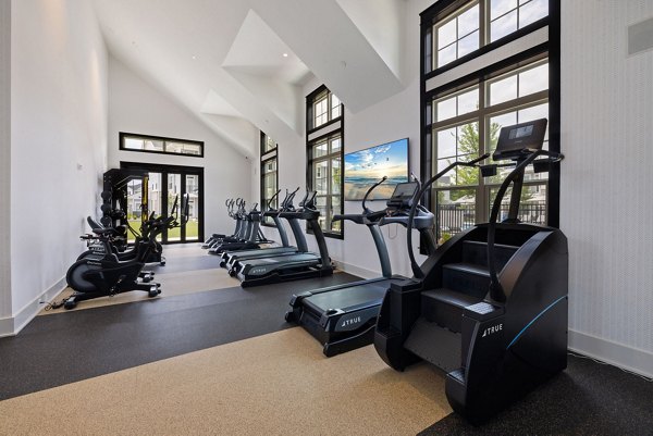 fitness center at The Lindley at Grove 98 Apartments