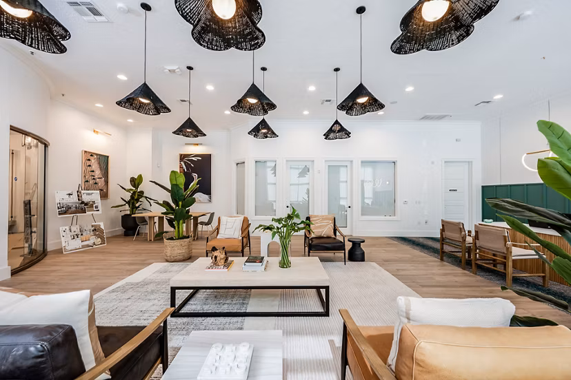 The Village at Lake Lily: Modern clubhouse with luxury seating and amenities