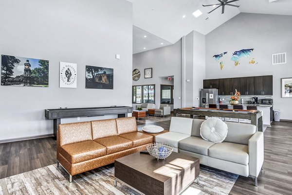 Elegant clubhouse featuring modern amenities at Haven at M Apartments, perfect for social gatherings and events