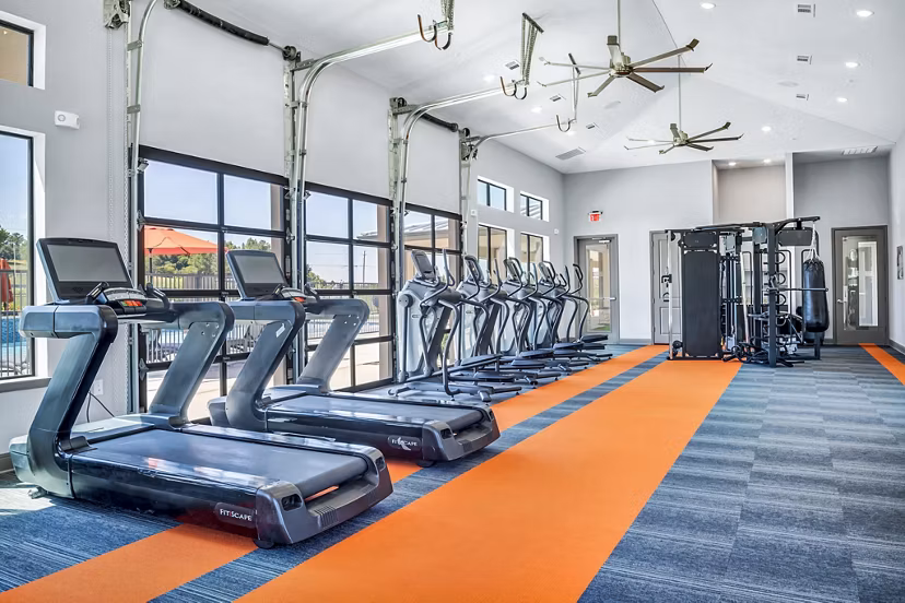 State-of-the-art fitness center with modern equipment at Haven at M Apartments
