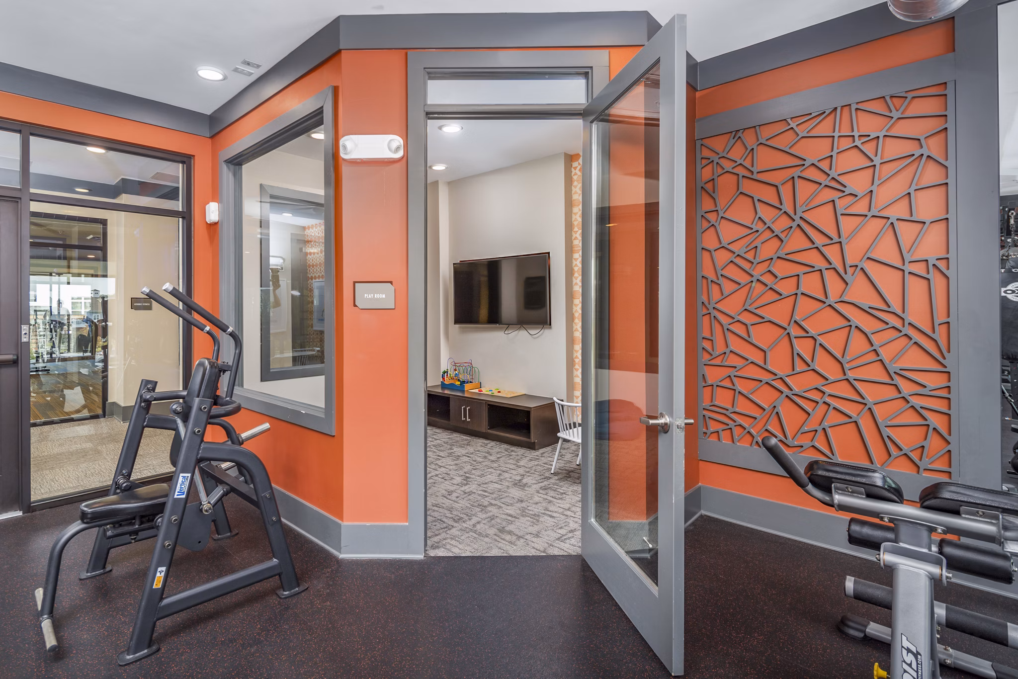 State-of-the-art fitness center with modern equipment at Sterling at Stonecrest Apartments