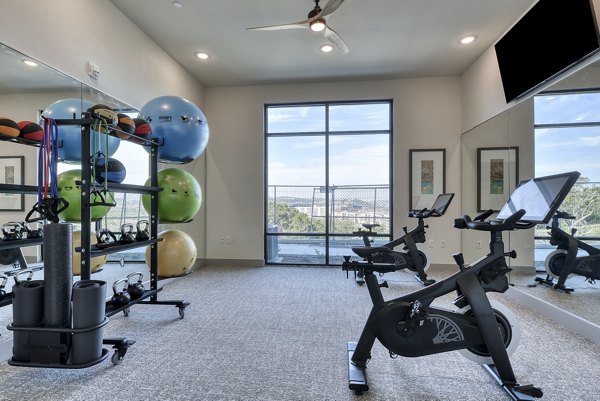 fitness center at The Overlook at The Rim Apartments
