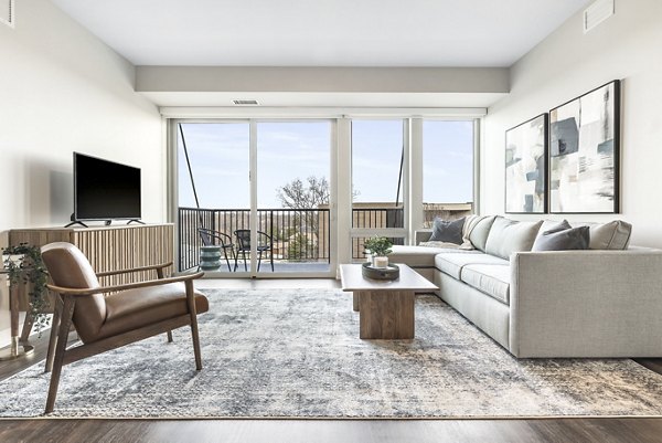 living room at District 1860 Apartments