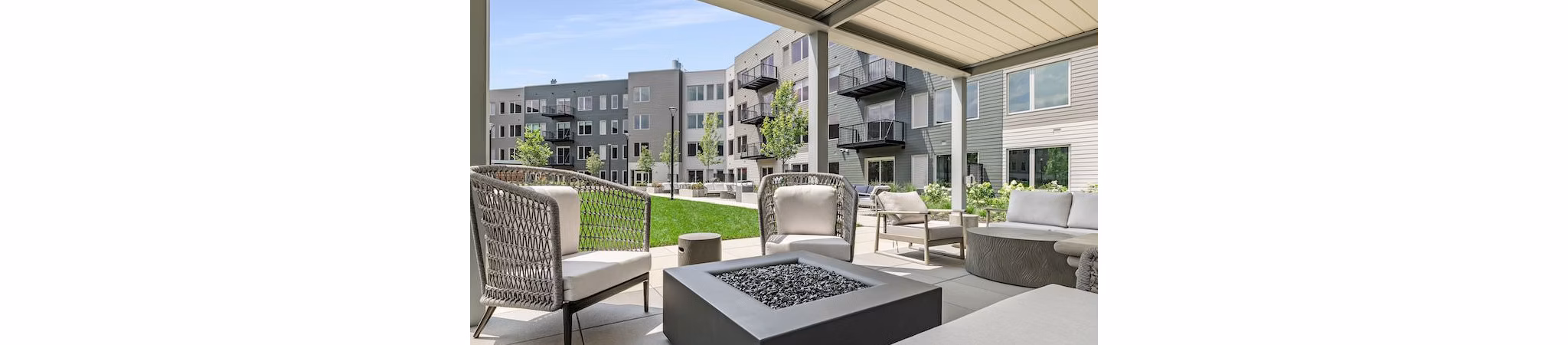 fire pit at District 1860 Apartments