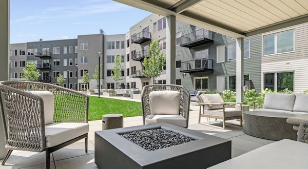 fire pit at District 1860 Apartments