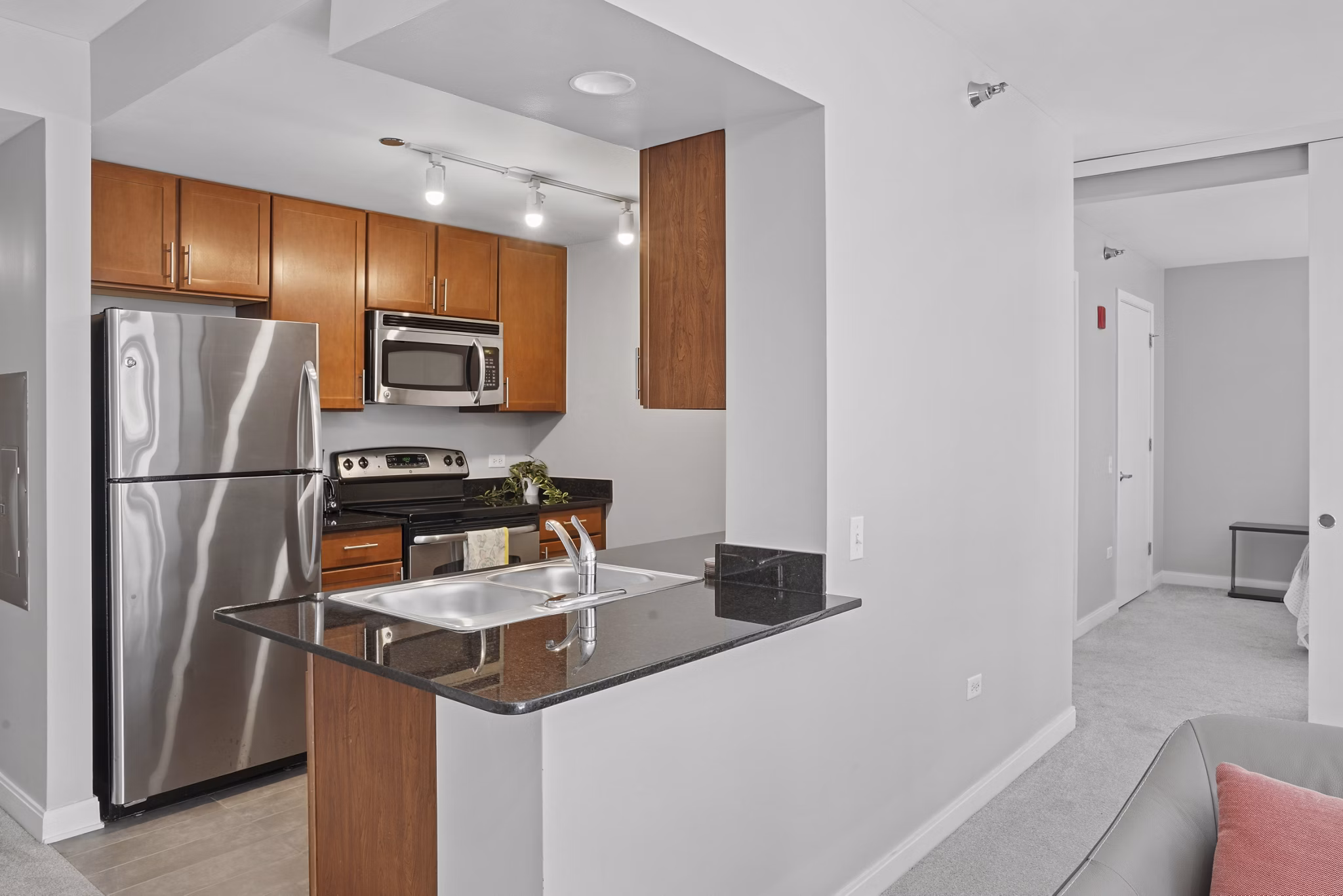 kitchen at Lake & Wells Apartments