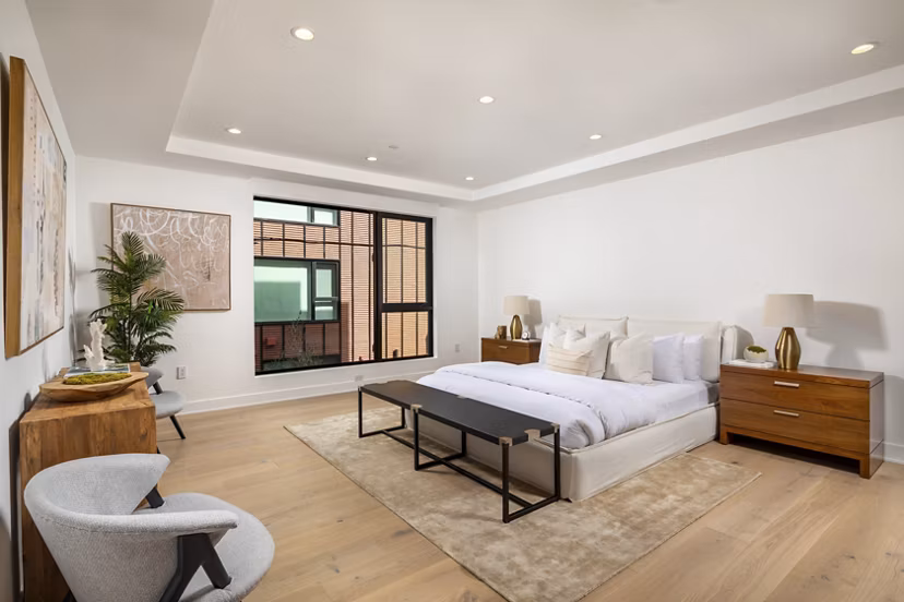 Stylish bedroom with modern design at The Alfred Apartments in Greystar luxury community, perfect for comfortable living