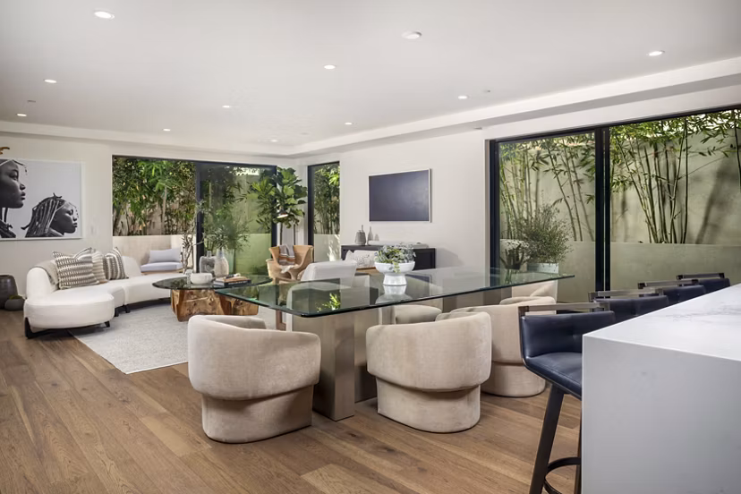 Spacious modern kitchen with stainless steel appliances in The Alfred Apartments
