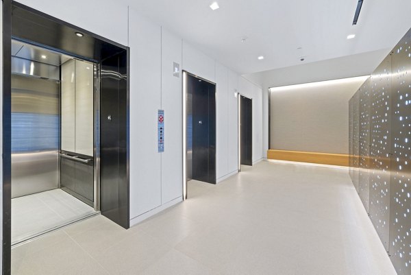 Luxurious clubhouse elevator interior at 400H Apartments