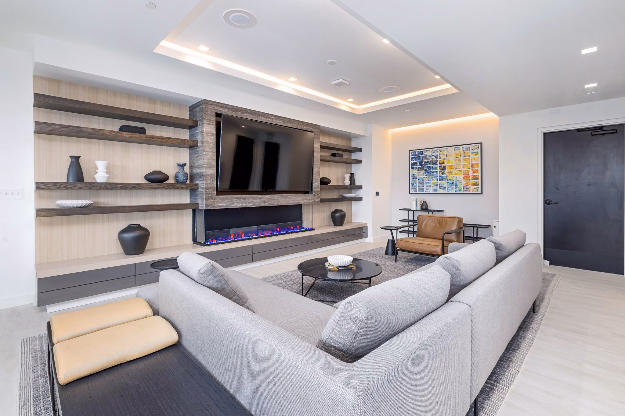 Clubhouse lobby featuring sleek modern design at 400H Apartments, a luxury community offering premium amenities and style