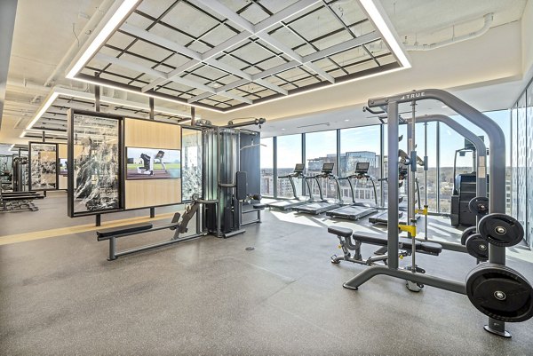 Fitness center with state-of-the-art equipment at 400H Apartments, a Greystar luxury property in downtown Raleigh