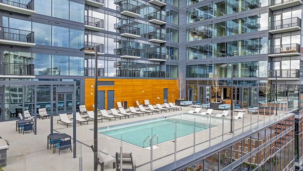 Rooftop pool offering stunning city views at 400H Apartments, a Greystar luxury property