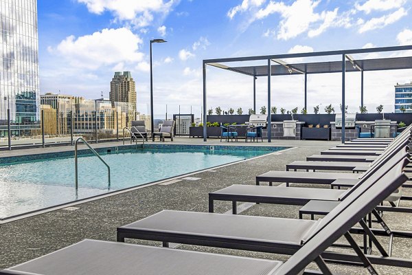 Modern outdoor pool at 400H Apartments offering relaxation and recreation for residents in downtown, luxury living environment