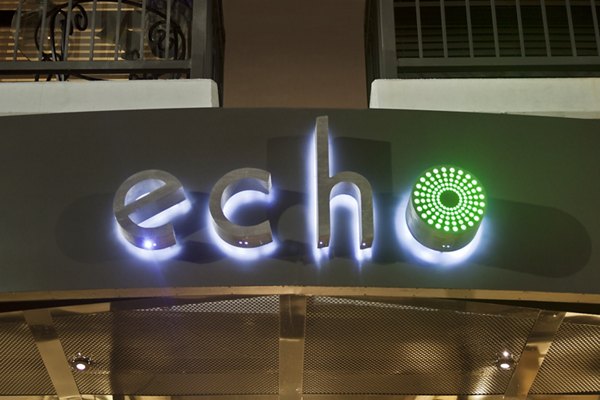 Echo Apartments: Signage at luxury apartment complex in city center