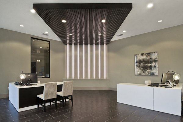 Clubhouse at Echo Apartments: Modern design featuring open seating and billiards table
