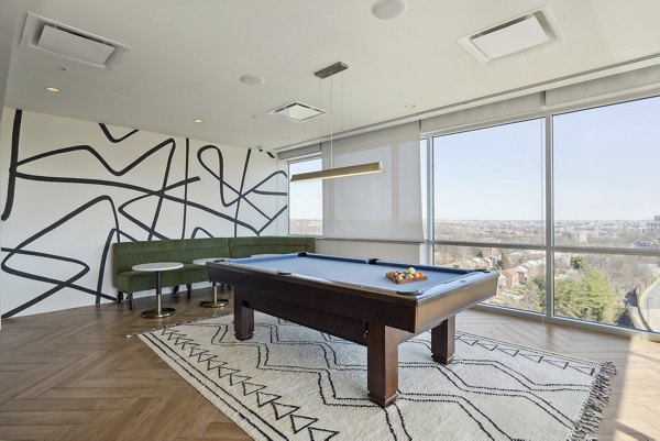 Clubhouse featuring upscale lounge and coworking spaces at Verde Pointe luxury apartments