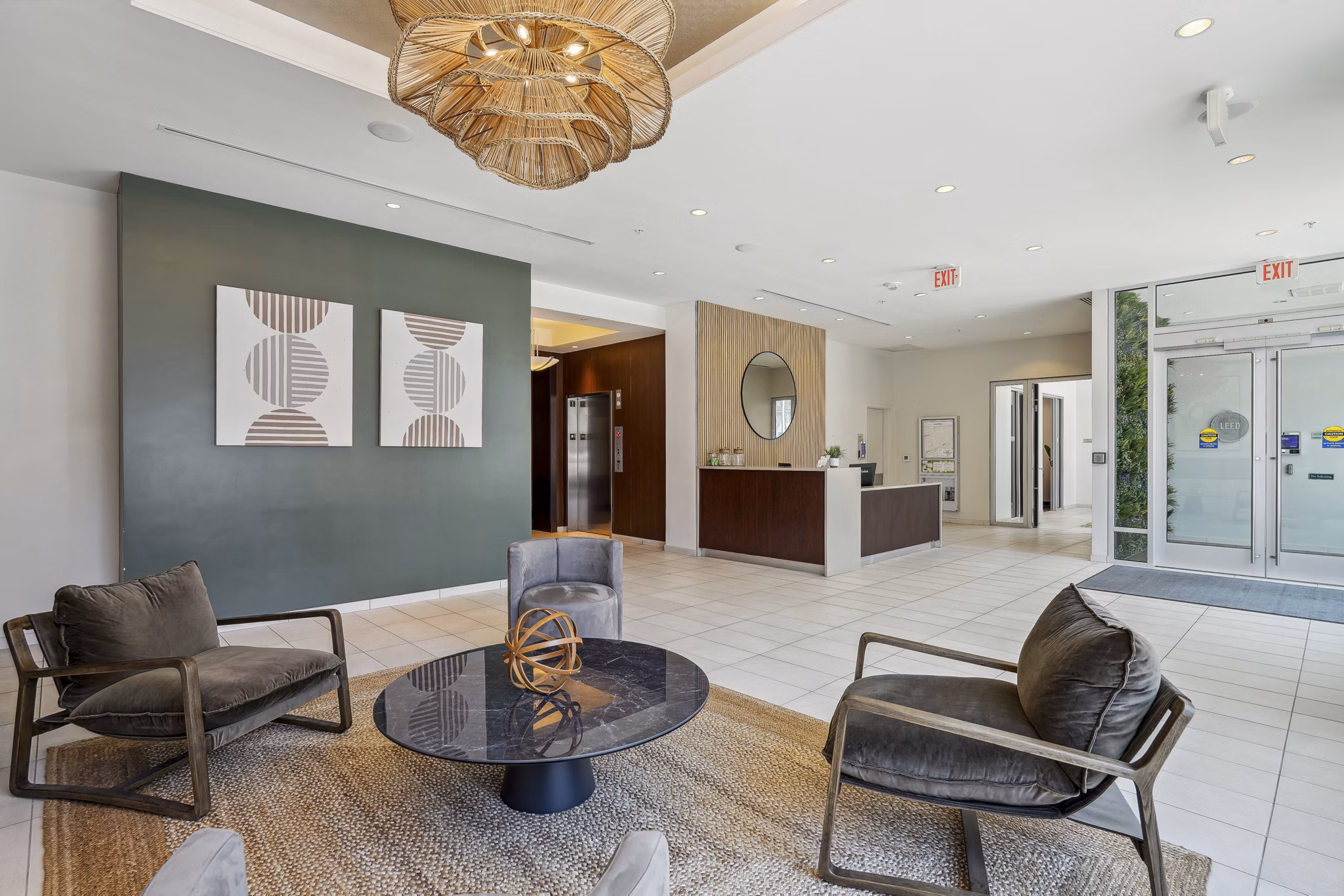 Clubhouse featuring modern design and cozy seating at Verde Pointe luxury apartments, ideal for socializing and relaxation