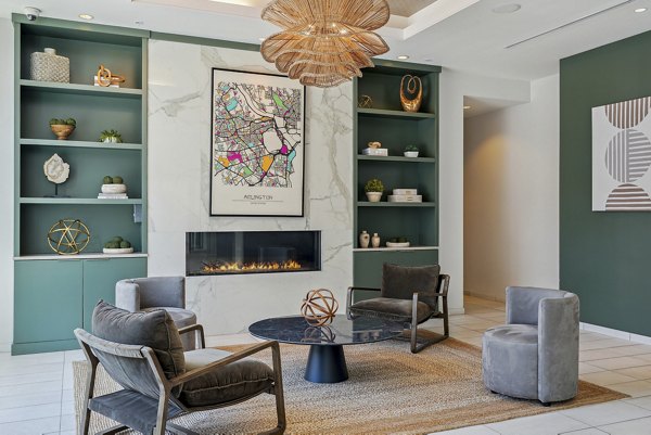 Clubhouse featuring modern design and stylish seating at Verde Pointe luxury apartments