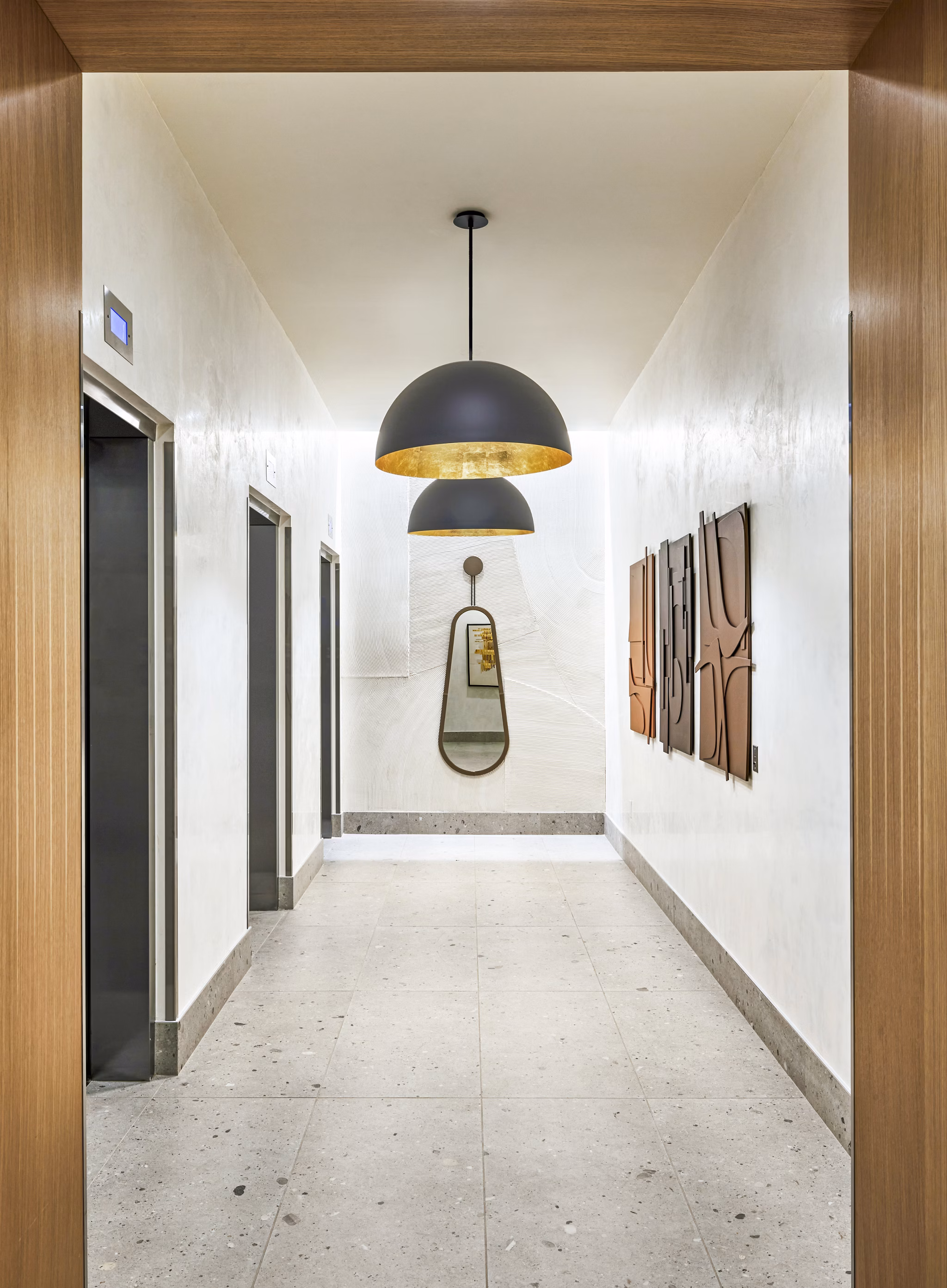 Resident elevator at Skye on 6th Apartments with modern design and spacious interior, enhancing luxury living experience in city center