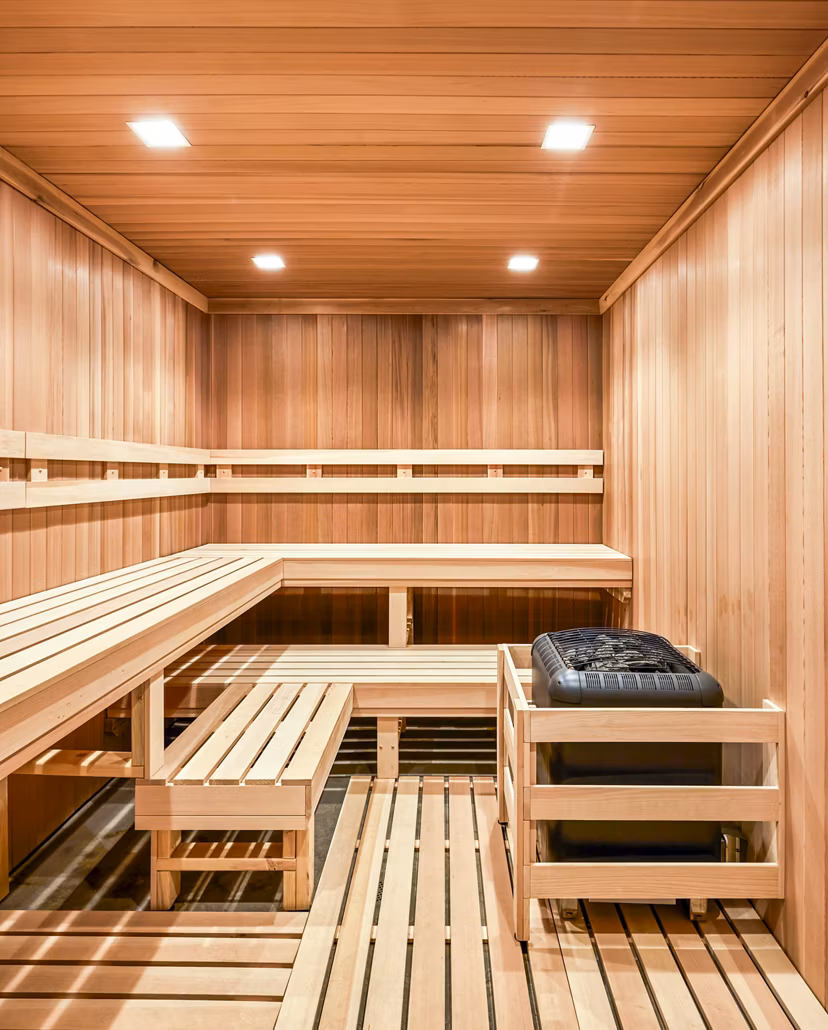 Relaxing sauna at Skye on 6th Apartments offering luxury wellness amenities in urban Phoenix setting