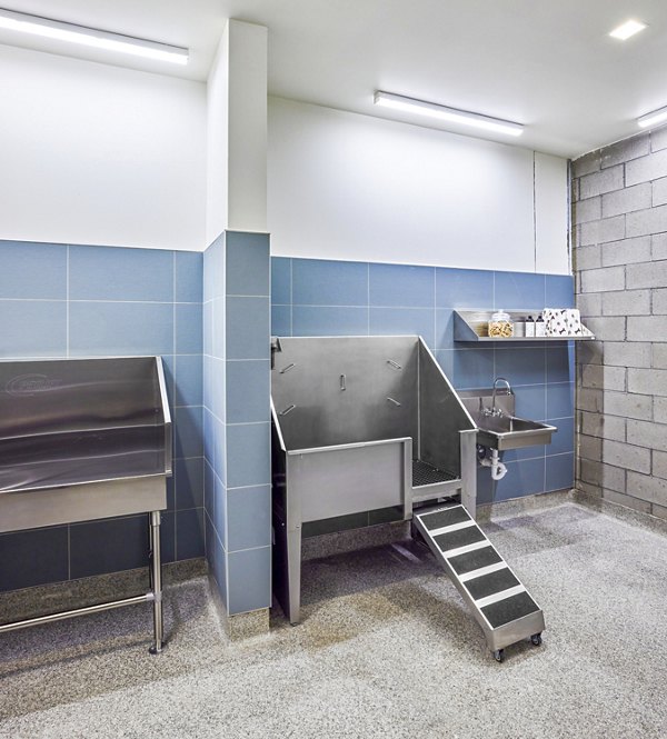 Pet-friendly dog wash station at Skye on 6th Apartments