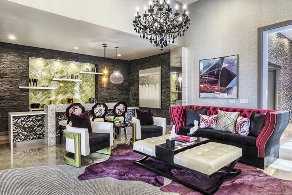 Clubhouse featuring modern design and cozy seating at Constellation Apartments, a luxury community
