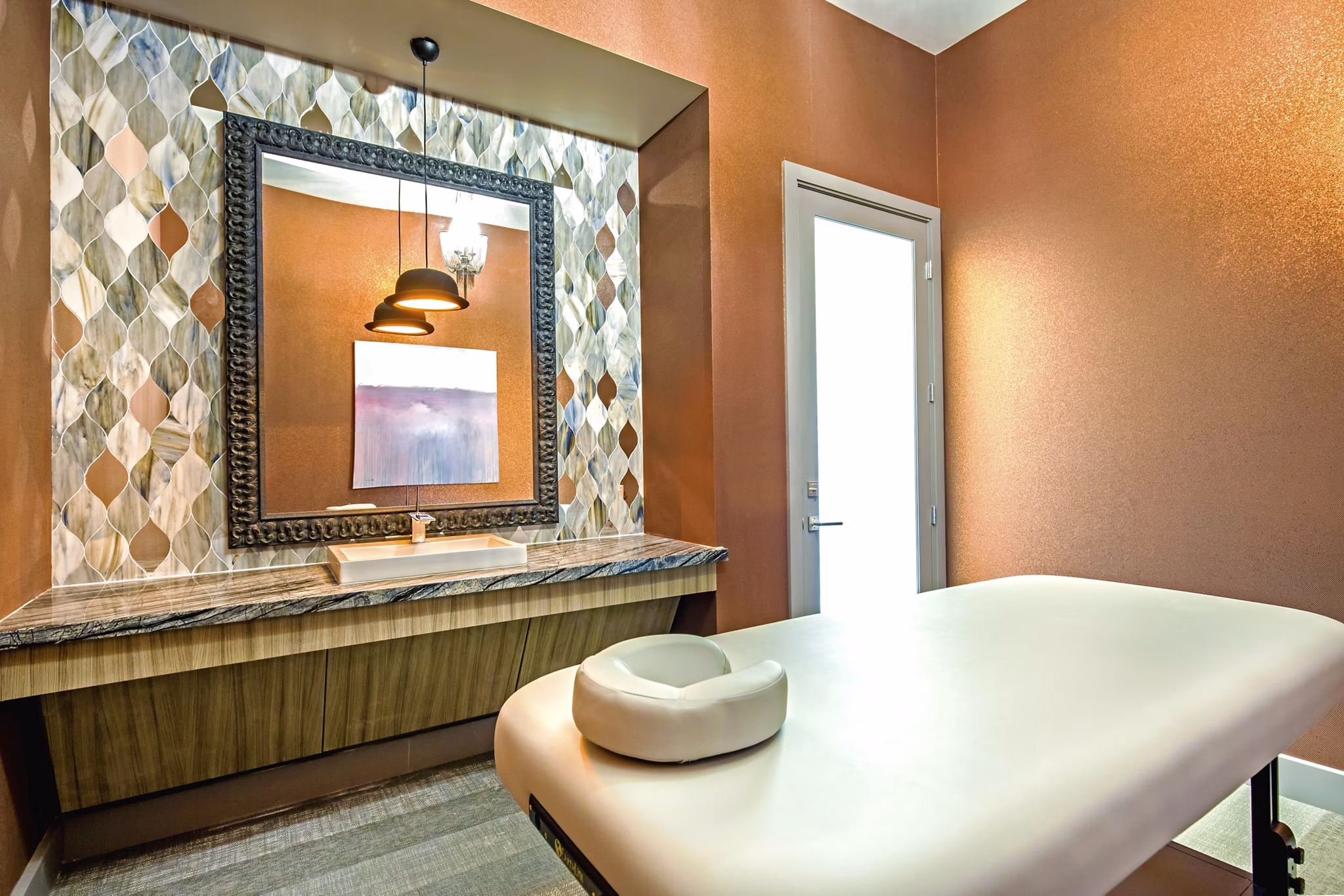 Relaxing spa with modern design at Constellation Apartments in Greystar's luxury community