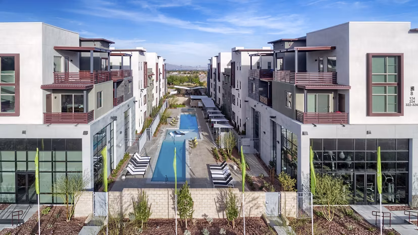 Constellation Apartments: Stunning view from high-rise luxury apartments in vibrant cityscape