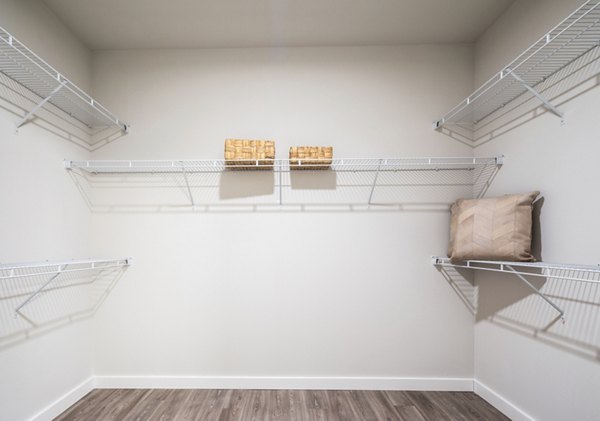 Spacious bedroom closet with ample storage in Prose District West Apartments
