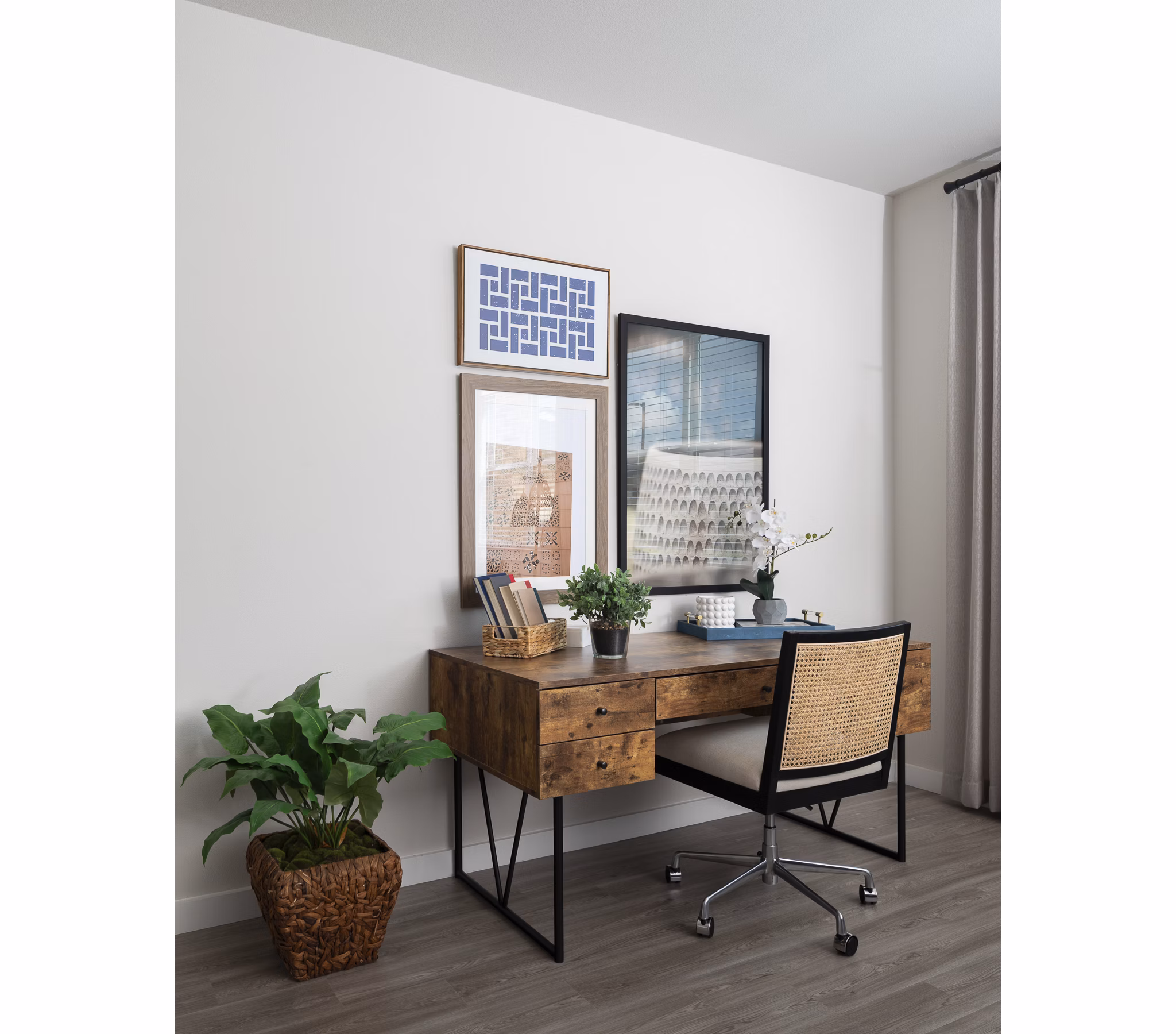 Home office featuring modern desk and ergonomic chair at Prose District West Apartments