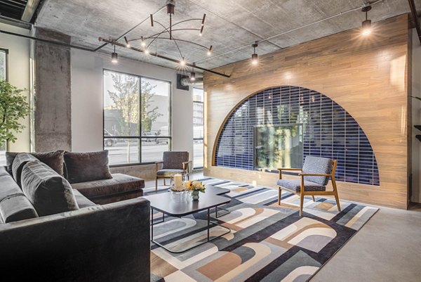 Cozy lounge area and modern design in clubhouse at Bowers Apartments