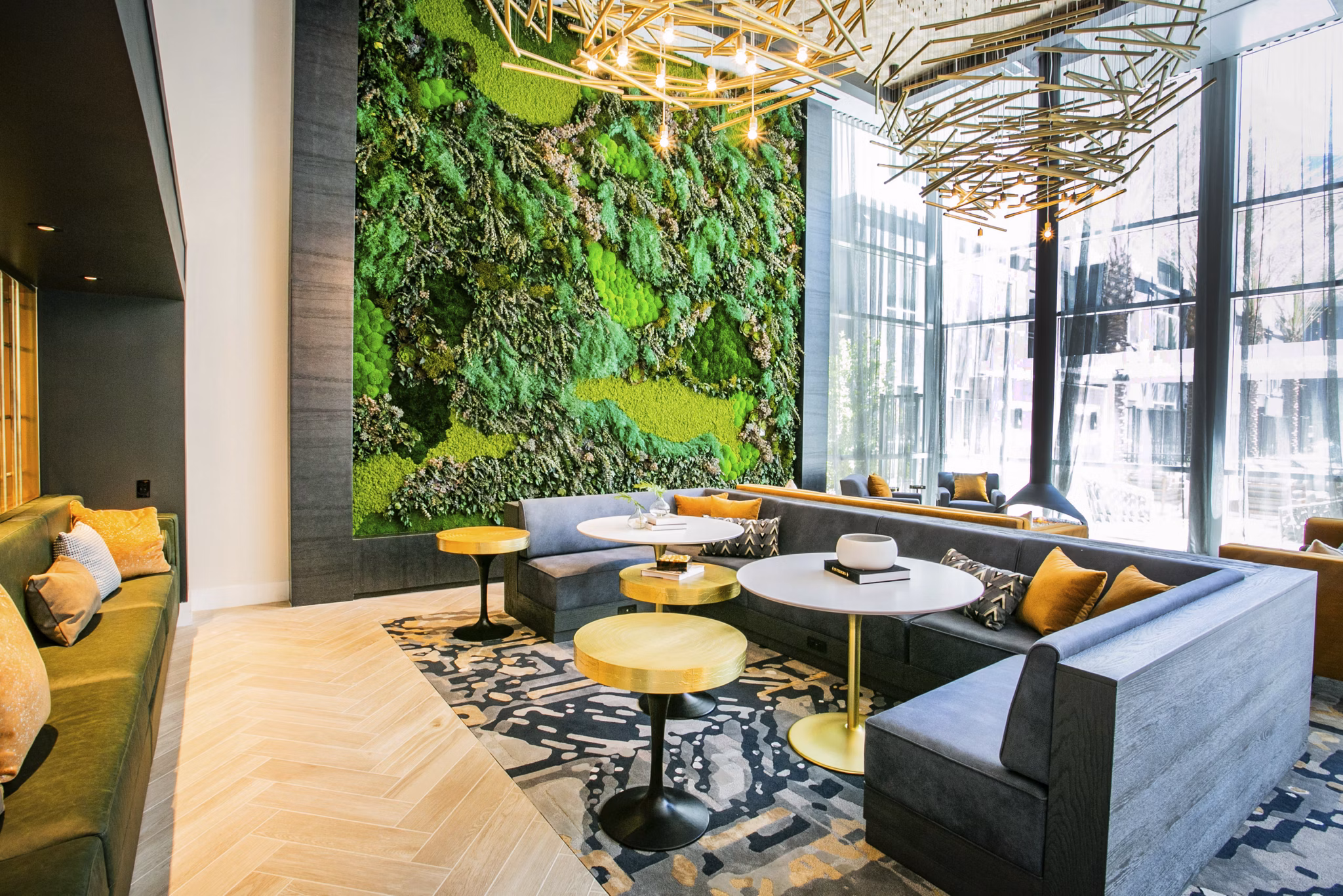 Modern clubhouse with elegant decor at Tanager Echo Apartments