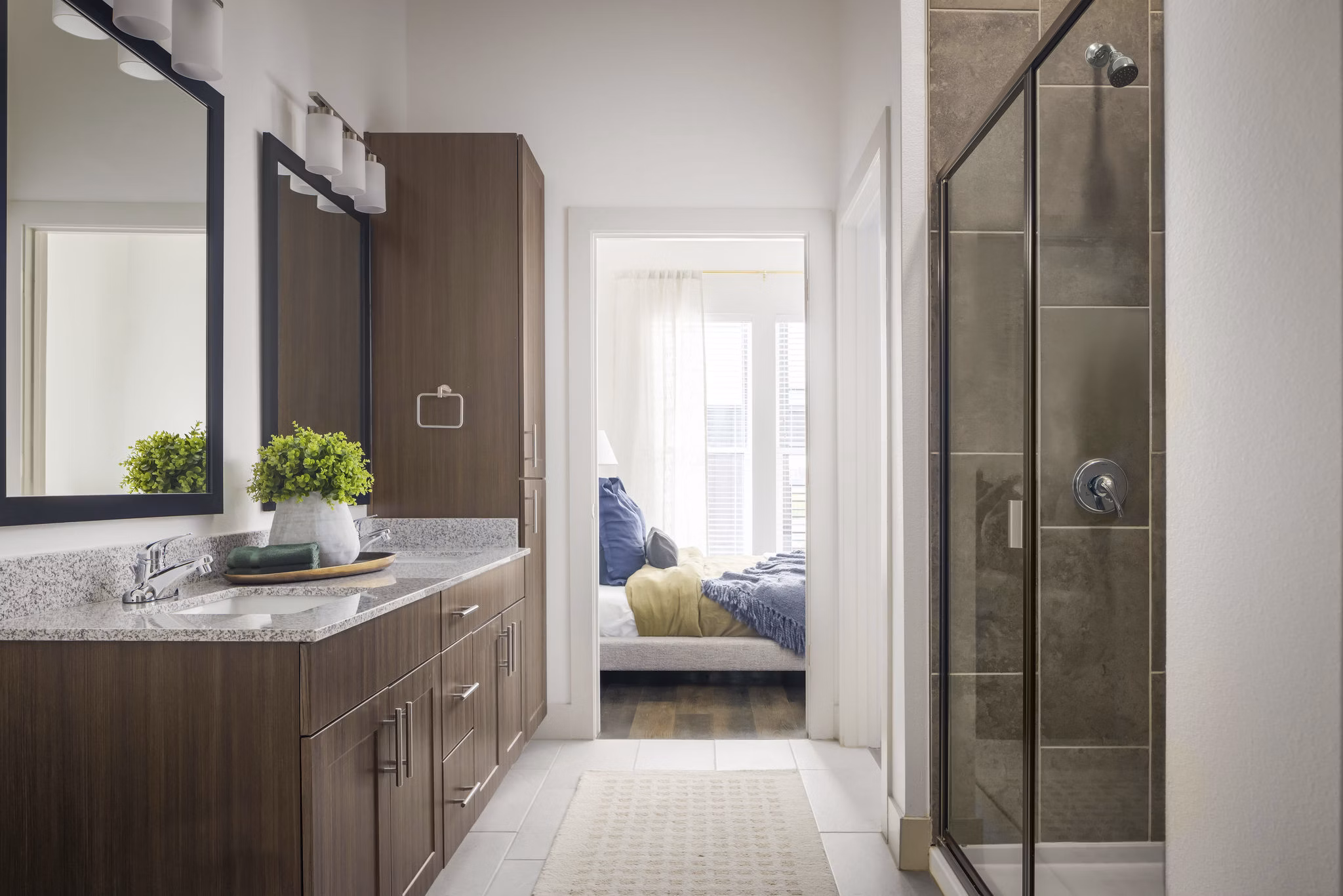 Bathroom featuring modern fixtures in Adaline at the Station Apartments