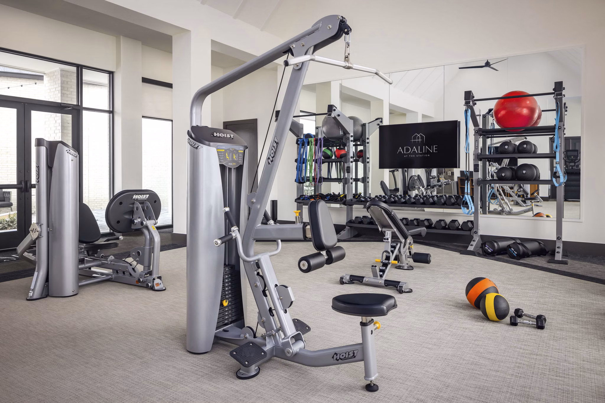 Fitness center with cutting-edge equipment at Adaline at the Station Apartments