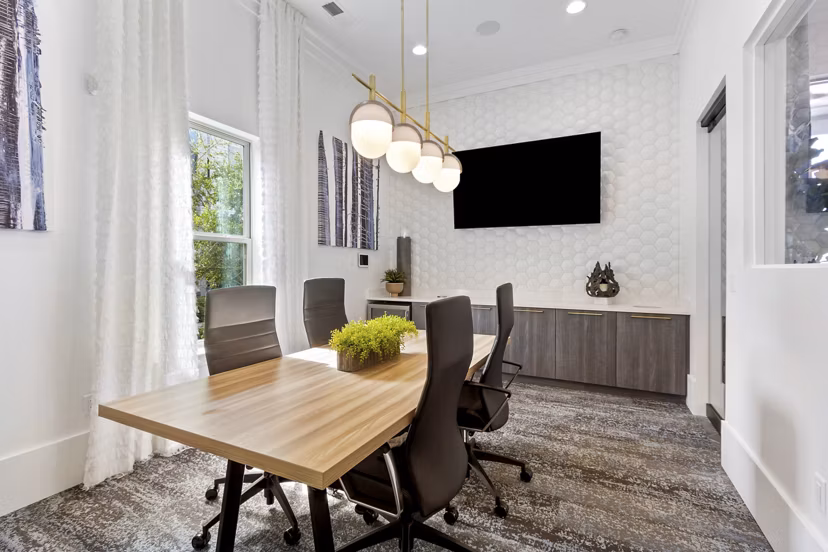 Modern meeting facility with state-of-the-art equipment at Adara at Godley Station Apartments