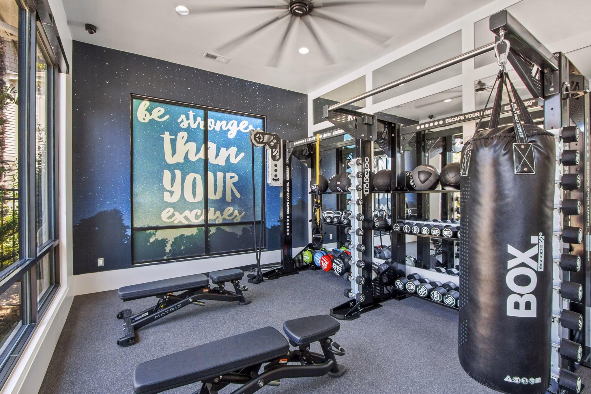 Modern fitness center with state-of-the-art equipment at Adara at Godley Station Apartments