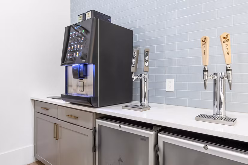 Luxurious clubhouse with modern design at The Avenues at Verdier Pointe Apartments offering vibrant community spaces