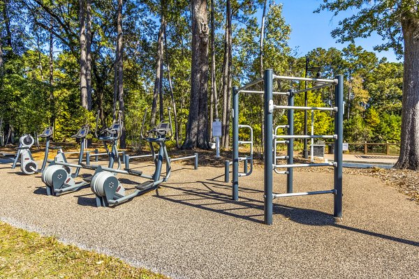 Outdoor fitness center with modern equipment at The Avenues at Verdier Pointe Apartments