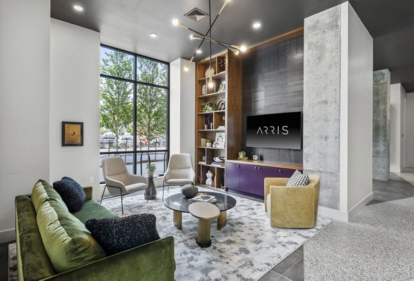 Contemporary clubhouse featuring modern furnishings at Arris Apartments in vibrant community