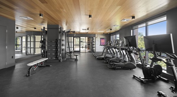 State-of-the-art fitness center featuring modern equipment at Arris Apartments