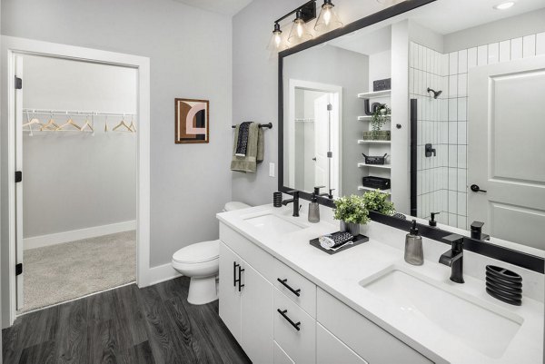 Bathroom with modern fixtures and sleek design at Broadstone Craft Apartments, a Greystar luxury apartment community