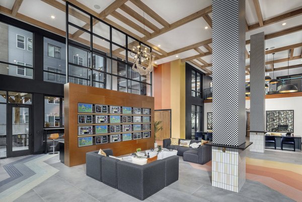 Clubhouse space featuring luxury seating and modern decor at Broadstone Craft Apartments