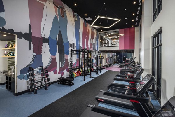 Fitness center with modern equipment at Broadstone Craft Apartments