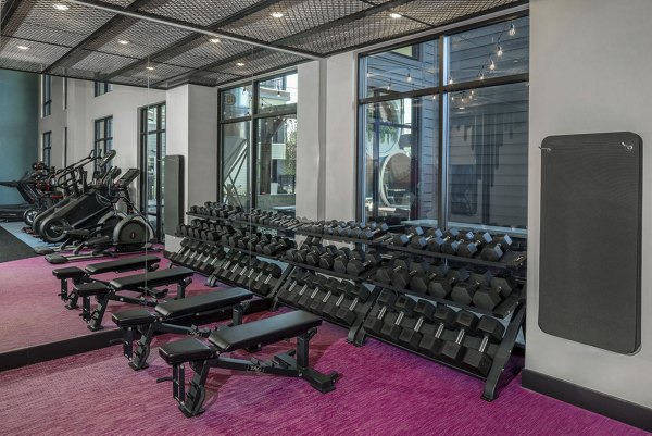 Modern fitness center with state-of-the-art equipment at Broadstone Craft Apartments