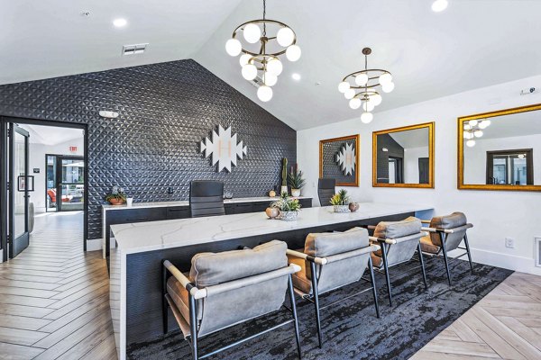 Clubhouse and leasing office with modern design at Hideaway North Scottsdale Apartments